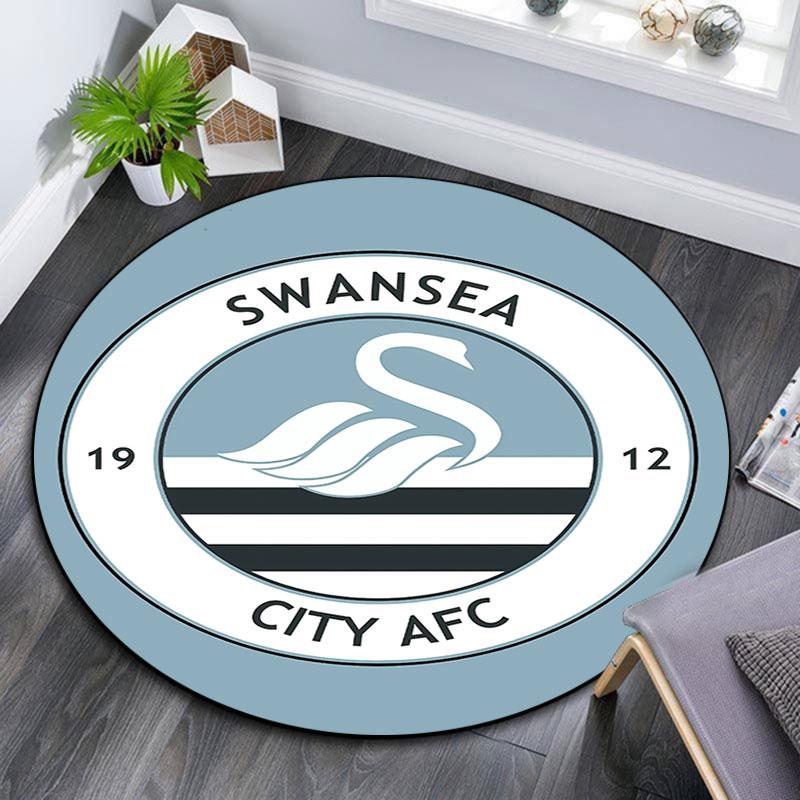 Swansea City logo pattern round rug,Carpet Rug for Living Room Bedroom Playroom ,Non-slip Floor Mat,Holiday Gifts and Birthday Gifts.