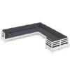 VidaXL Bois de Pin Massif Salon de Jardin 10 pcs avec Coussins Mobilier de Patio Meubles d'Extérieur Mobilier de Jardin 3097008