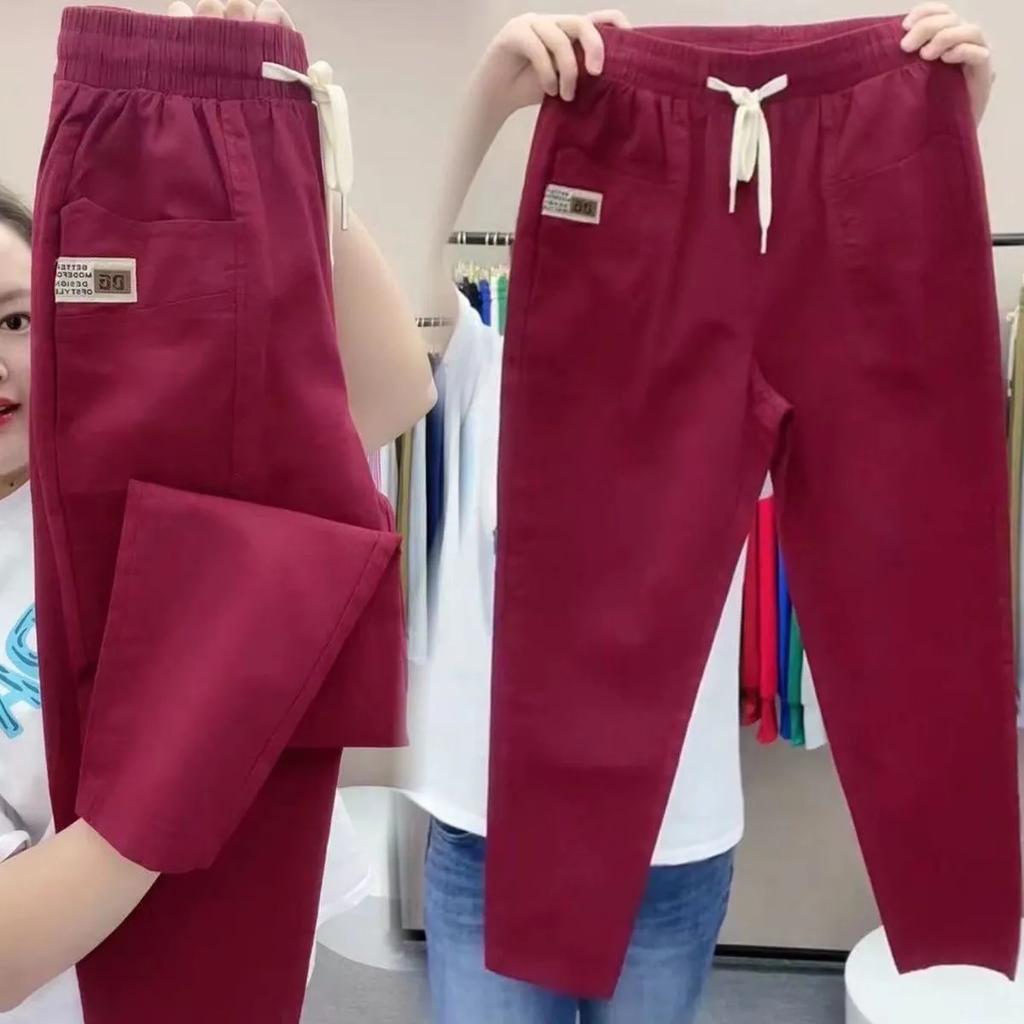 Women's Summer Vintage Thin High Waist Harem Pants Loose Cotton Linen Pants Straight Casual Pants