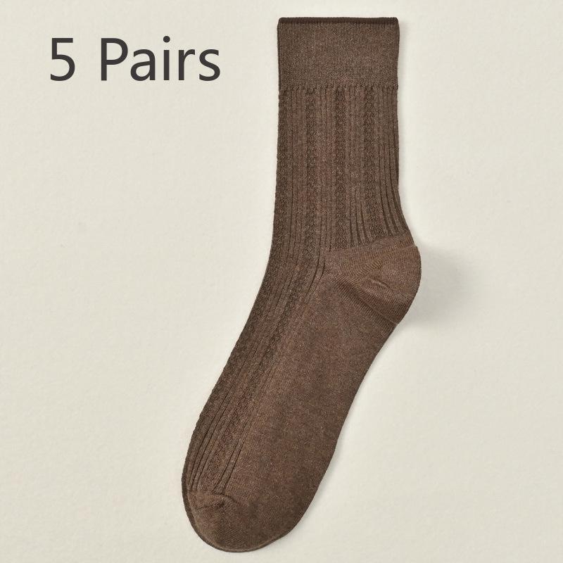 5 Pairs of Male Spring and Autumn High Grade Comfortable Cotton Sweat Absorbing Breathable Deodorizing Socks