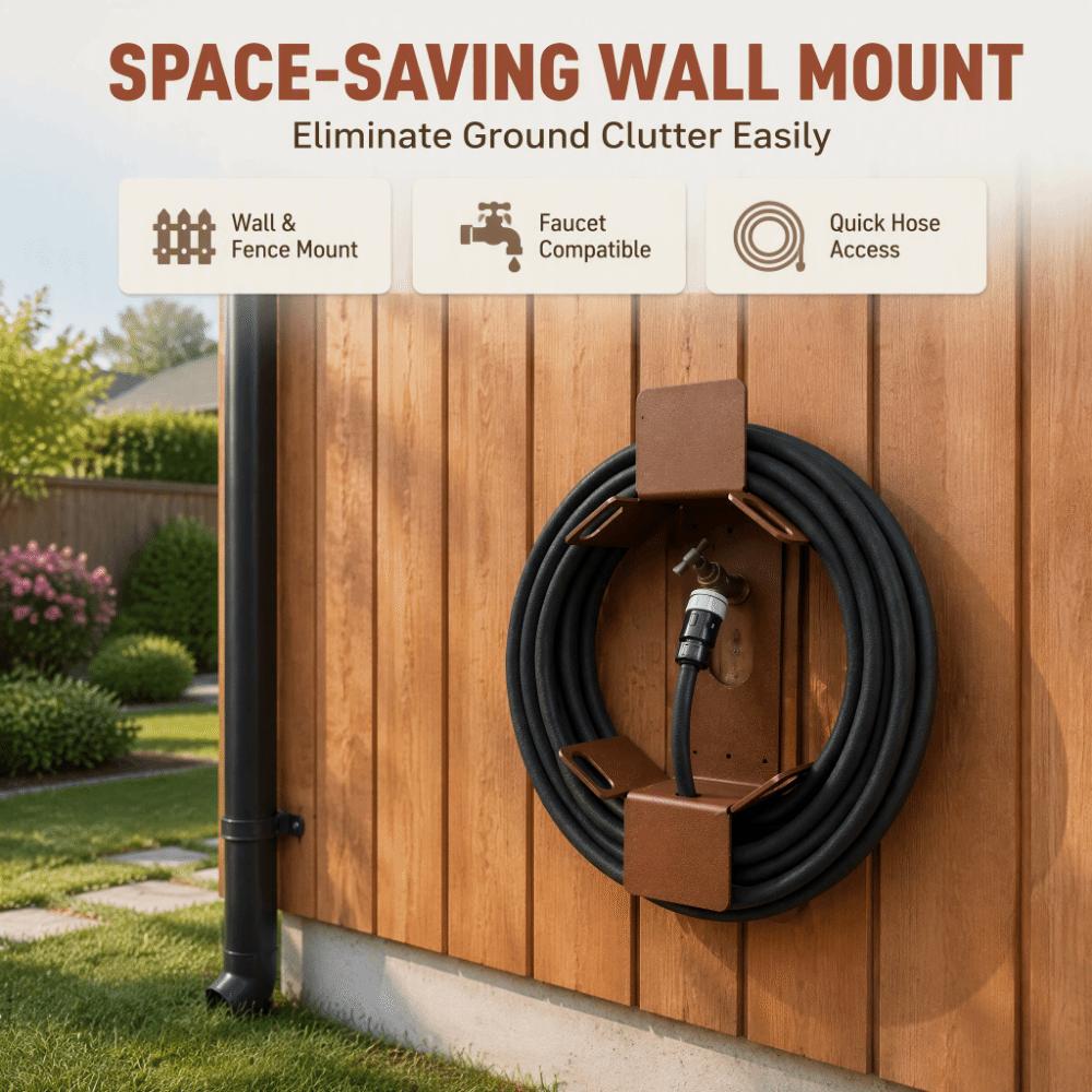 Sturdy Garden Hose Rack Heavy-Duty Garden Hose Hanger Wall Mounted Hose Holder Garden