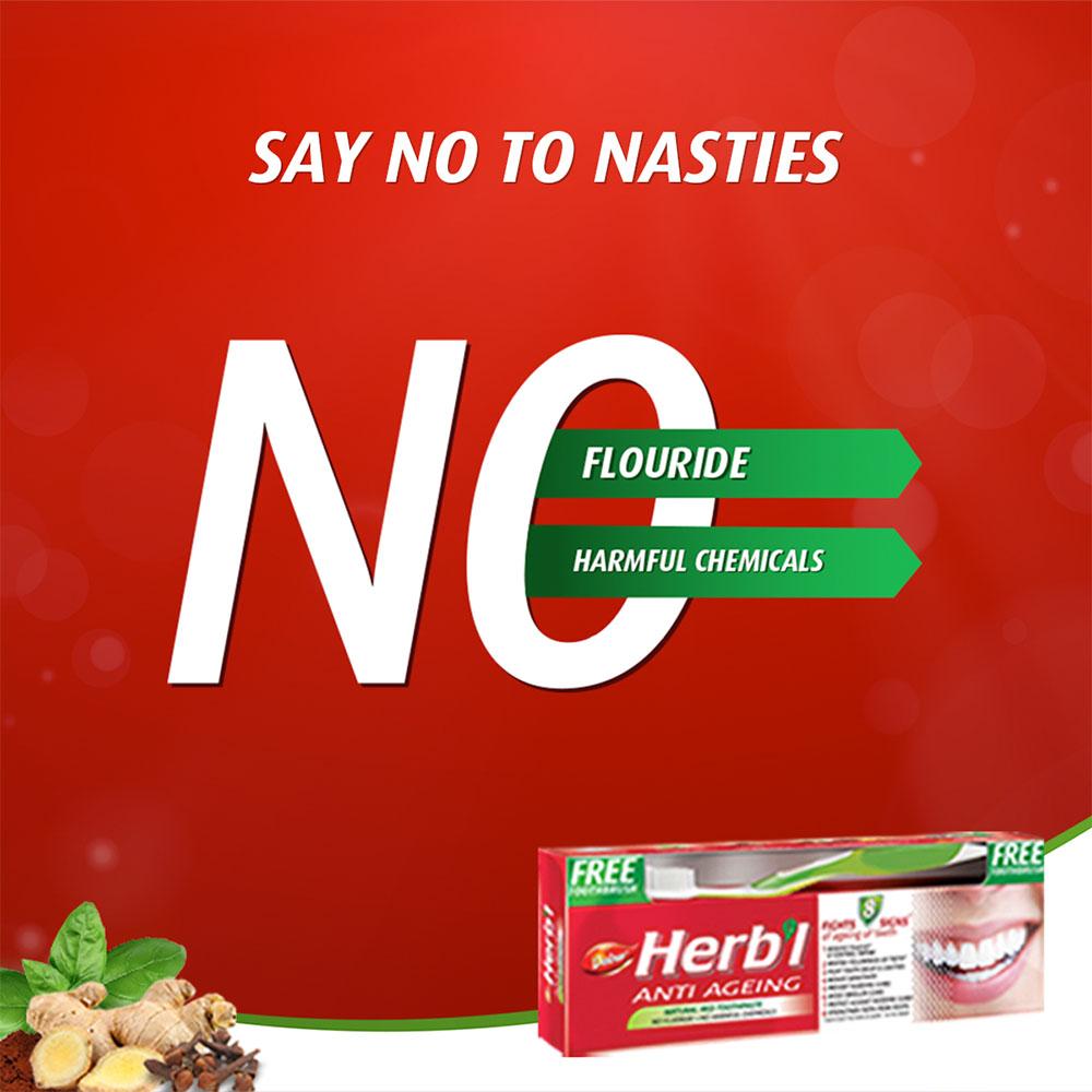 Anti-Aging Zahnpasta 150g + KOSTENLOSE Zahnbürste Dabur HERBL'l