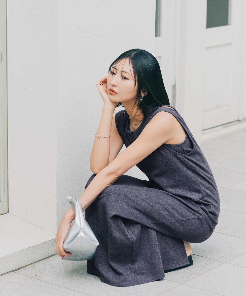 Layered Dress BHXN2383 S Charcoal [Yours] 2-Piece