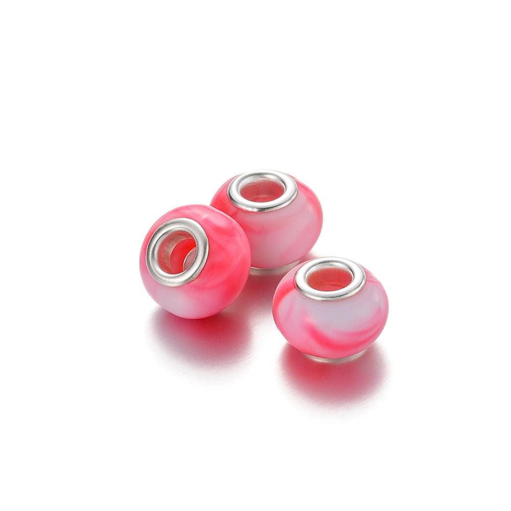 5Pcs 9-14mm Big Hole Halo Dyein Round Plastic Acrylic ABS Lmitation Pearl Beads Charm Loose Counter Jewelry Findings Making