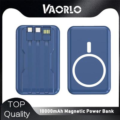 VAORLO Manyetik Güç Bankası Gerçek 10000mAh Büyük Kapasiteli 20W Hızlı Şarj Dahili Üç Kablo iphone 14 15 16 Pro Max