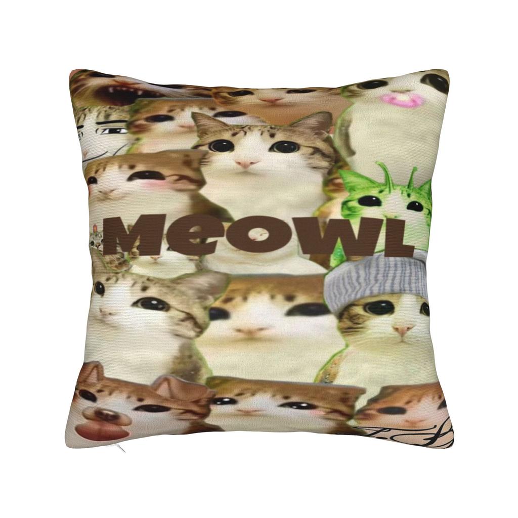 Meowl Kočka Sova Vtipné Povlaky na Polštář Merch Potiskovaný Potah na Polštář Povlaky na Polštáře Dekorace Obývacího Pokojů Čtvercový Více Velikostí