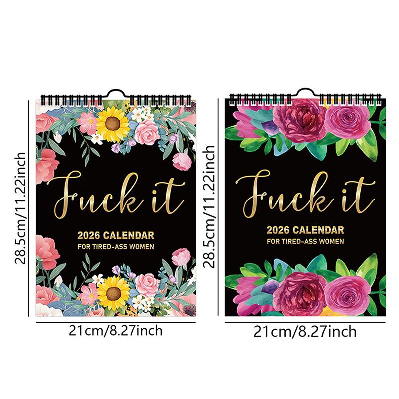 2026 Wall Calendar For Tired- Women Funny 2026 Calendar Monthly Calendar With Hook White Elephant Gag Gift For Women