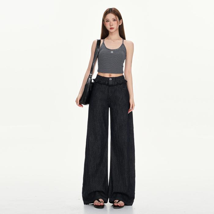 

Women’s Retro Double Waist Straight-Leg Jeans - Tall, Lace, Summer 2025 Collection L