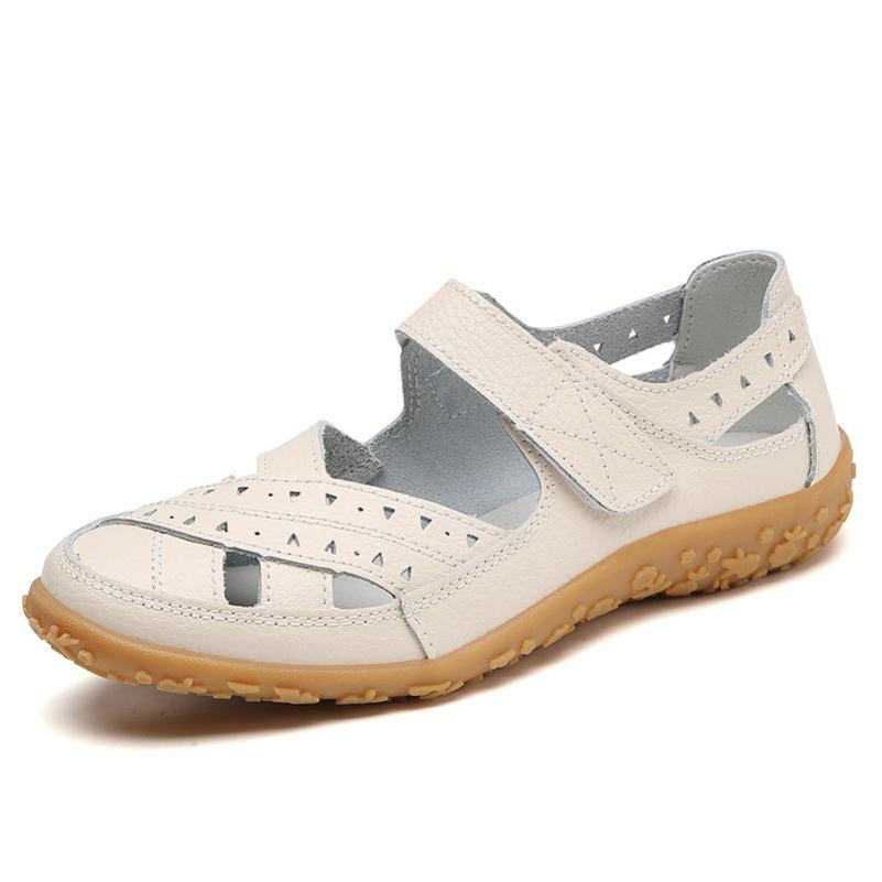 Summer Women's Sandals, Nurse White Shoes, Hollow Hole Shoes, Leather Casual Women's Shoes