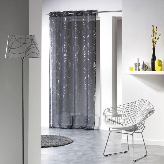 Voilage - DOUCEUR D'INTERIEUR - BULLY ANTHRACITE - 140x240 Cm - Œillets Métal - Polyester