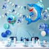 Ocean Animal-themed Birthday Happy Balloon Set - Crab, Shark, Blue Sequined Ocean Balloons - Birthday Party Decoration for Celebration
