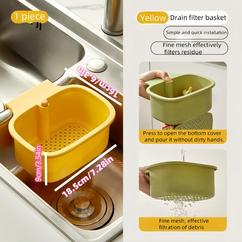 

Food Waste Sink Filter, Hanging Plastic Drain Basket for Kitchen, Fruit & Vegetable Storage and Soup Strainer, Sink Drain Basket, Food Waste Collector