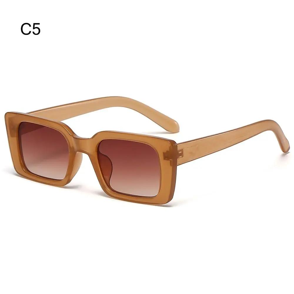Vintage Beach/Travel Gradient Women'S Fashion Rectangle Leopard Sun Glasses Shades Square Sunglasses Uv400