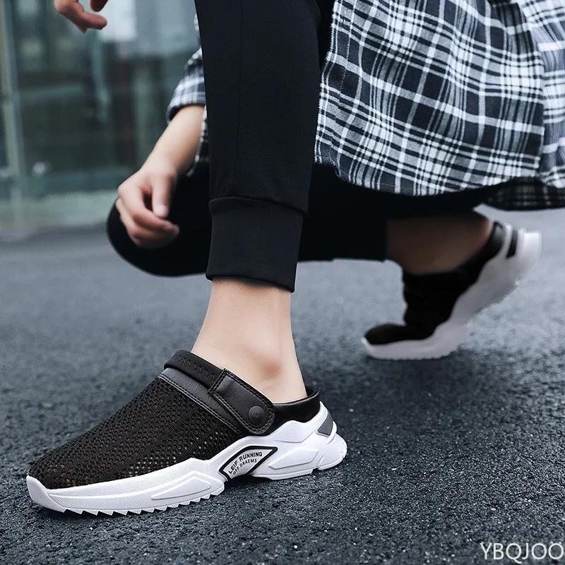 2025 New Summer Slip On Lightweight Men Sneakers Men Fashion Versatile Platform Sandals Mesh Leisure Breathable Beach Slippers