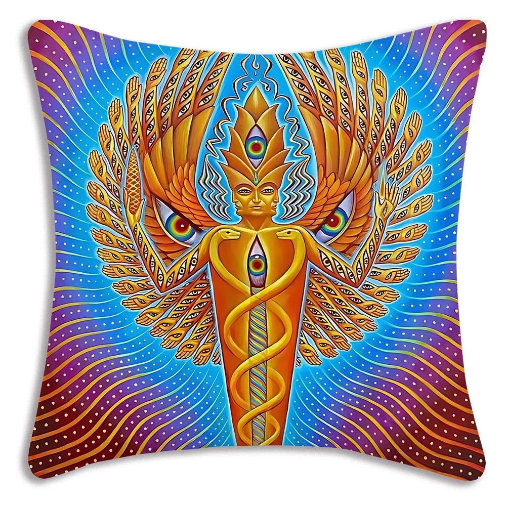 Home Decor Colorful Psychedelic Human Figure Pillow Covers Pattern Cushion Cover Suitable for Sofa Bedroom Car Pillow Cover