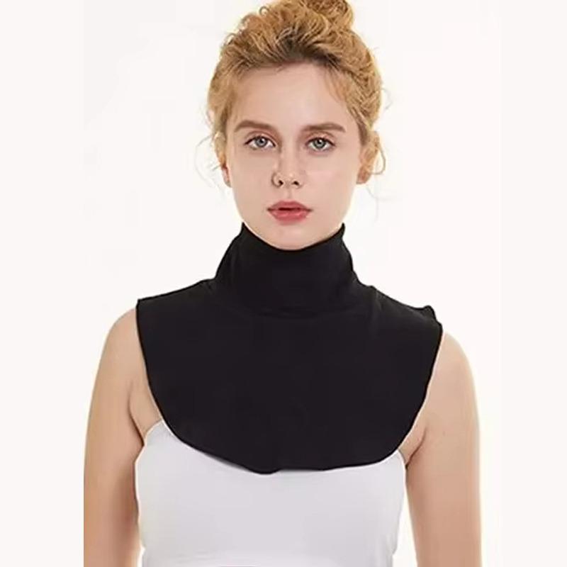 Perfect Match Womens Turtleneck Fake Collar Ramadan Islamic Hijab Extensions Solid Color Mock Neck Cover Half Top Detachable Hijab Neck Warme