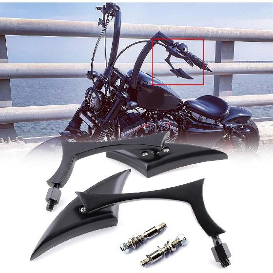 Black Universal Motorcycle Rearview Side Mirrors Compatible With Honda Kawasaki Suzuki Harley Bolt (Black-Harley)