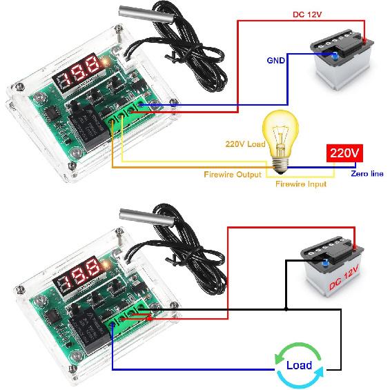 2PCS W1209 Temperature Controller Module,LED Display Digital Thermostat Module with Case DC 12V Digital Electronic Temperature Temp Control Module
