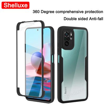 360 Tam Vücut Ön+Arka Şeffaf Kılıf Shelluxe Xiaomi Redmi Note 10S 10T 10 Pro Max Note10 Note10S İçin Silikon Çift Taraflı Kapak