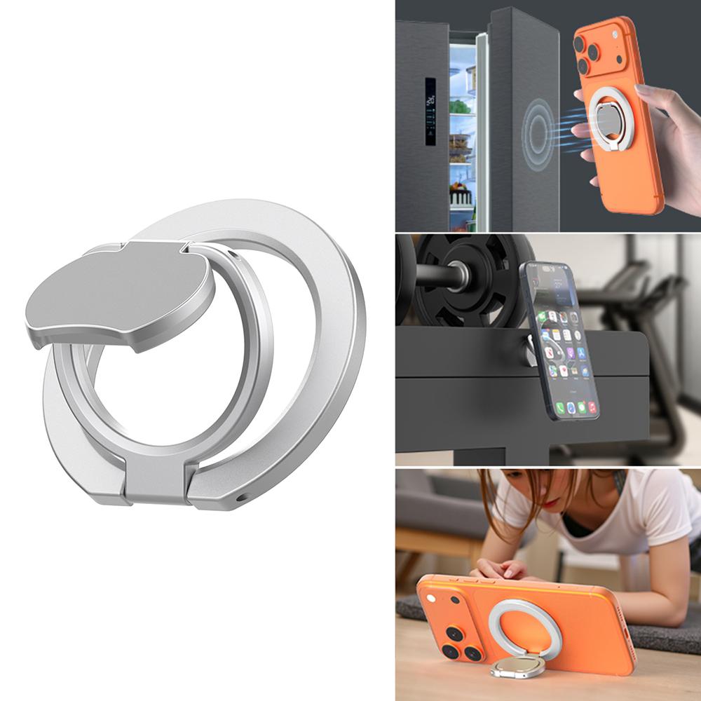 Magnetic Phone Ring Holder Grip with Dual-Side Magnets Triple Folding Zinc Alloy Kickstand
