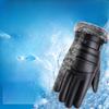 Warm Leather Gloves for Men Outdoor Skiing Cycling and Cycling Plus Velvet Thickened PU Washing Leather Winter Touch Screen Gloves