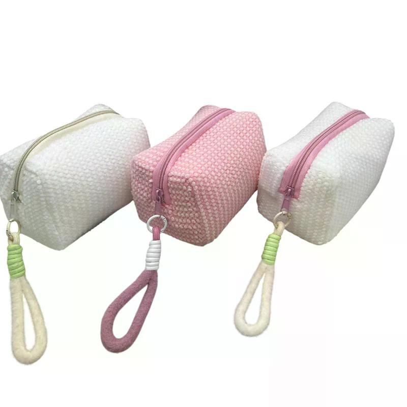 2026 New Ins Sweet Girl Candy Color Plush Large Capacity Makeup Bag Washbag Travel Portable Handheld Small Storage
