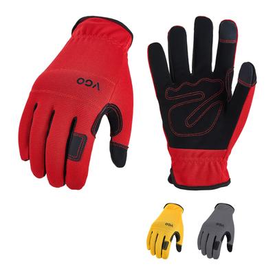 Gants de travail de mécanicien avec smartphone renforcé Travail synthétique Chantier Travail Entretien régulier Gants d'urgence Rouge Gris [Vgo...] Lot de 3 Rembourrages,