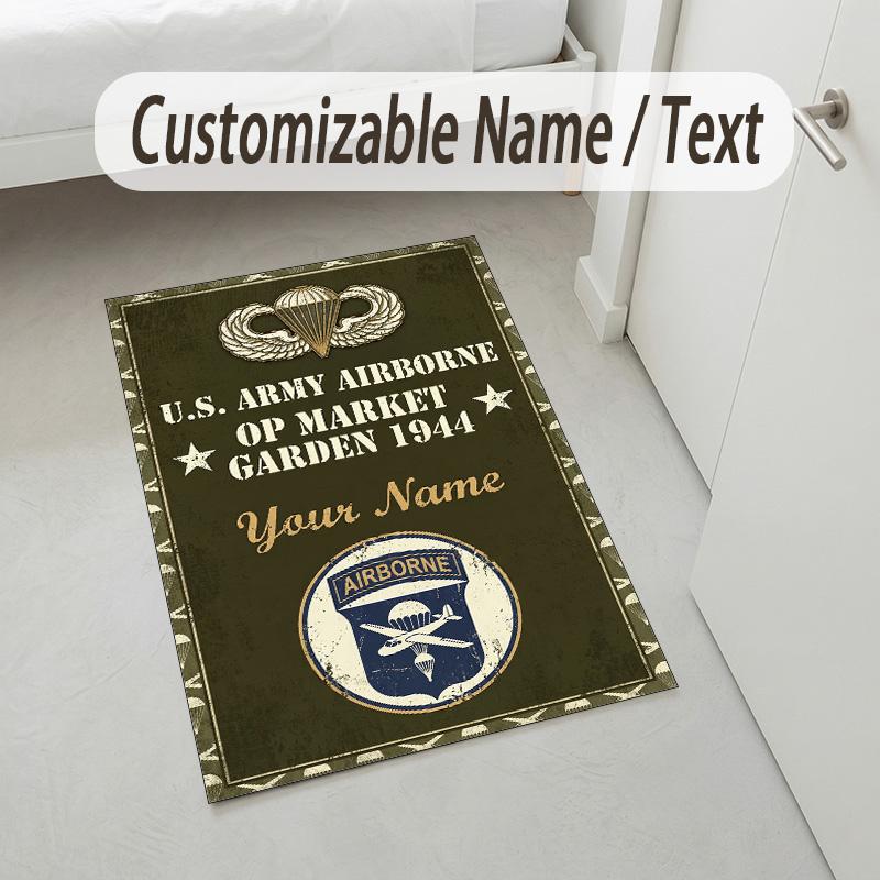 Floral Garden Theme Crystal Velvet Rug Personalized Custom Name Text Soft Floor Mat Home Decor