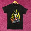 Betty Boop Biker Betty Flames Graphic Tee Charcoal