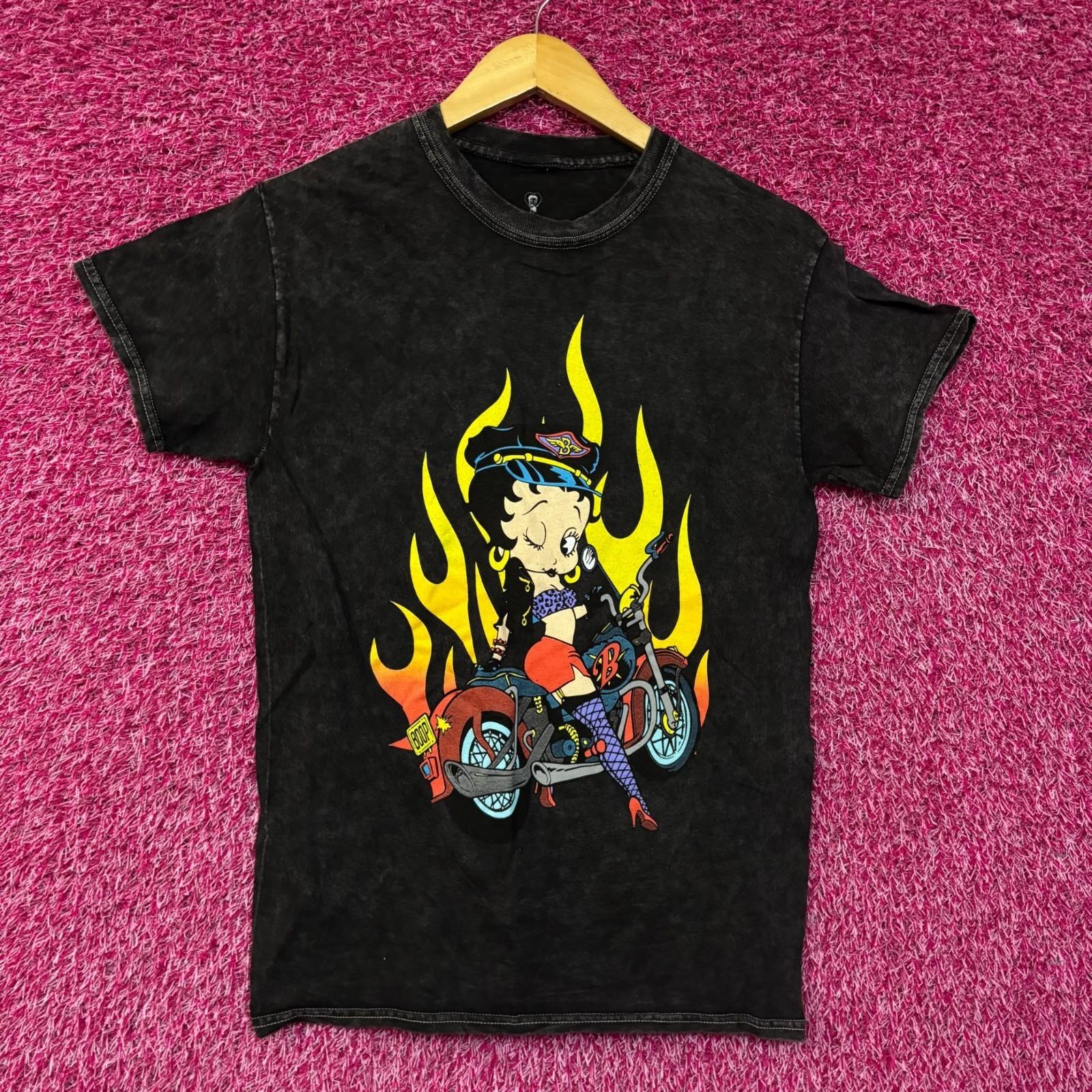 

Betty Boop Biker Betty Flames Graphic Tee Charcoal 4XL