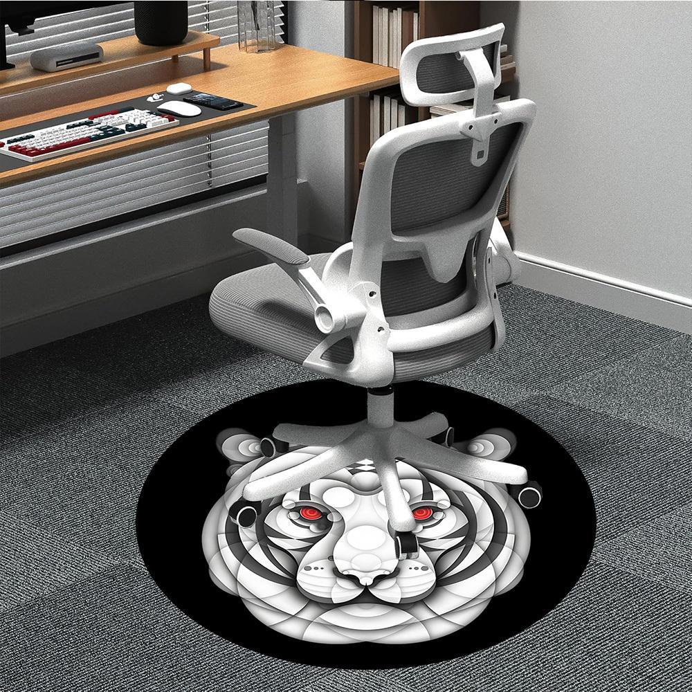 

1pc Tiger Abstract Office Round Area Rug, Indoor Mat Suitable For Office, Under Office Chairs Bedroom Living Room Home Decor, Room Deco 173 80cm by 80cm