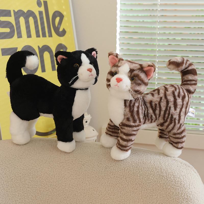 25CM Simulation Cat Doll Stuffed Animal Lifelike Pet Cat Toys Home Ornament Holiday Surprise Gift