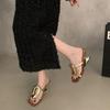 French metal square buckle fashion cool slippers outer wear 2025 summer new square head open toe wedge heel high heel sandals women