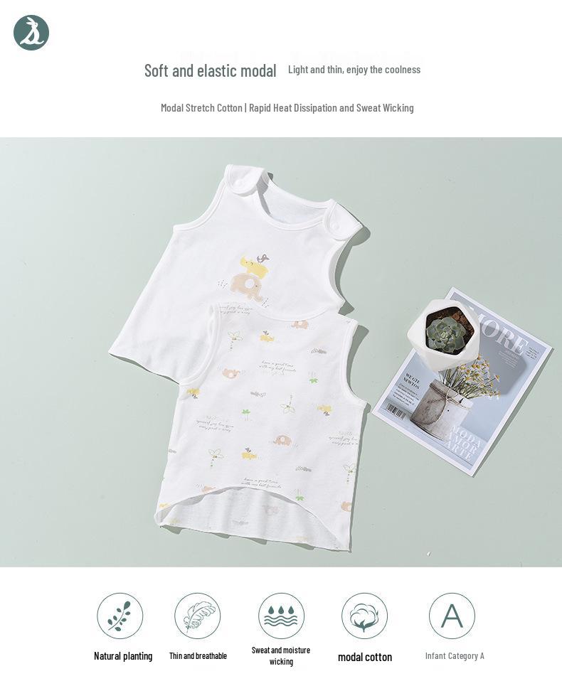 2-Piece Newborn Modal Half-Sleeve Anti-Spill Vest Set for Outdoors