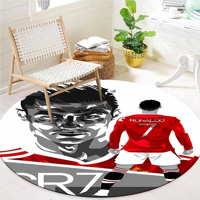 CR7 Round Area Rug,Carpet Rug for Living Room Bedroom Sofa Playroom Decor,Non-slip Floor Mat