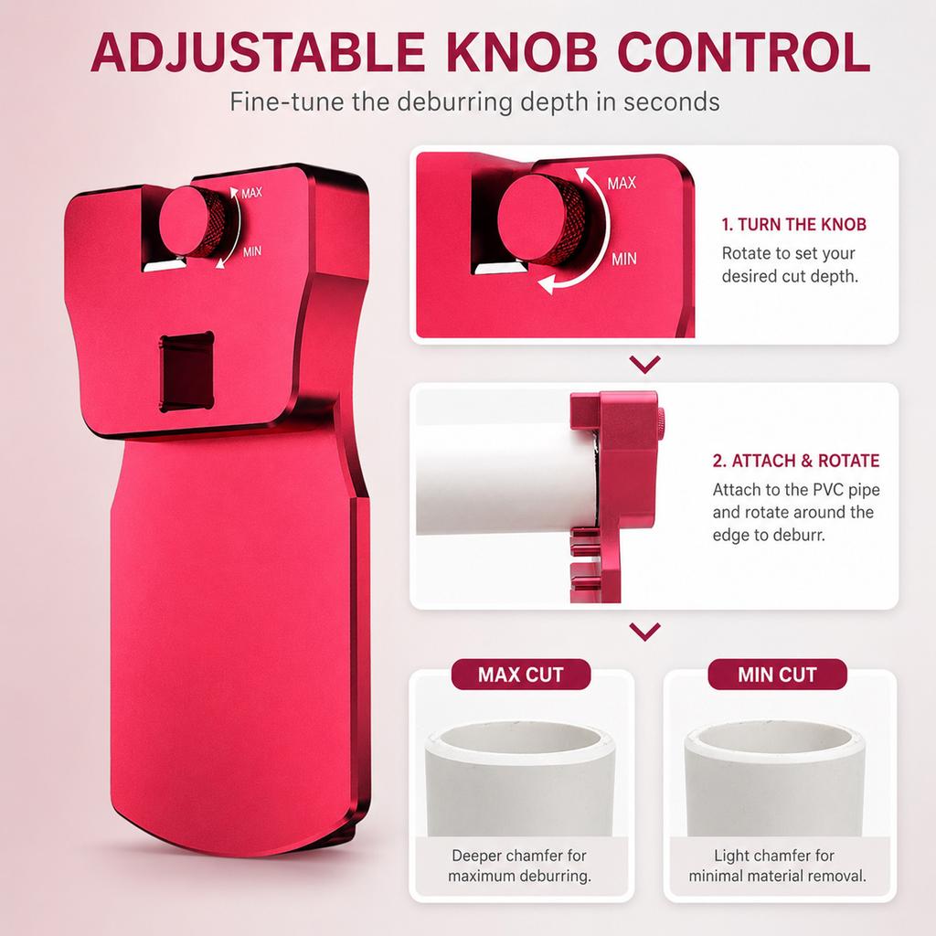 Plastic Pipe Chamfering Tool for Deburring and Beveling Edges