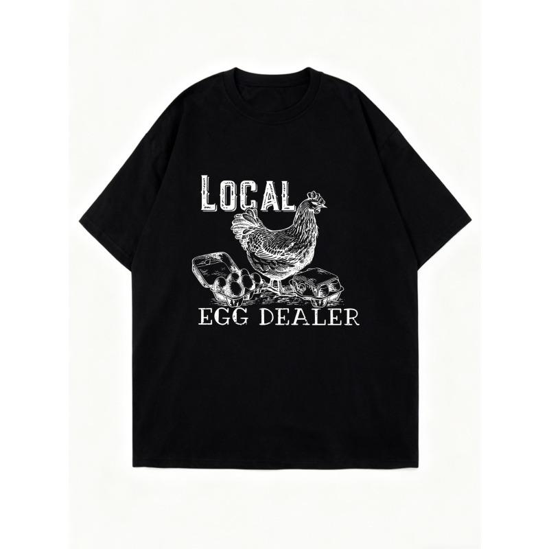 Oversized T Shirt Black Local Egg Dealer Chicken And Eggs Graphic Print Casual Wear For Women Summer Outfit Street Style Fashion Top