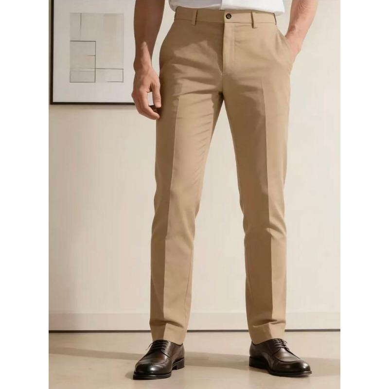 Mens White Straight Leg Formal Dress Pants