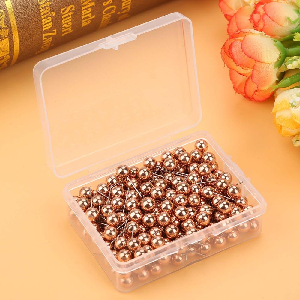 200pcs Rose Gold Pushpin Plastic Straight Pin Decorative Thumbtack Pins  Cork Boards