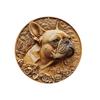 Round Metal Aluminum Sign Faux Embossing Wreath Sign Living Room Decoration Mothers Day Gifts French Bulldog Themed Decoration