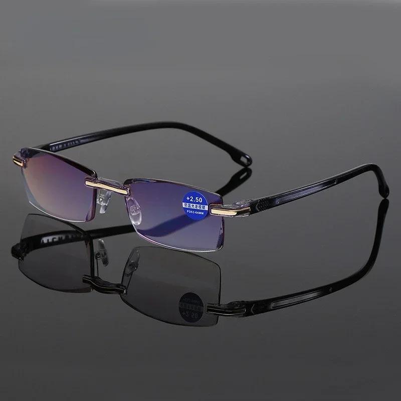 

Unisex Frameless Reading Glasses Blue Light Blocking Computer Eyeglasses Presbyopic Rimless Eyewear Degree +1.0 To +4.0 4.0
