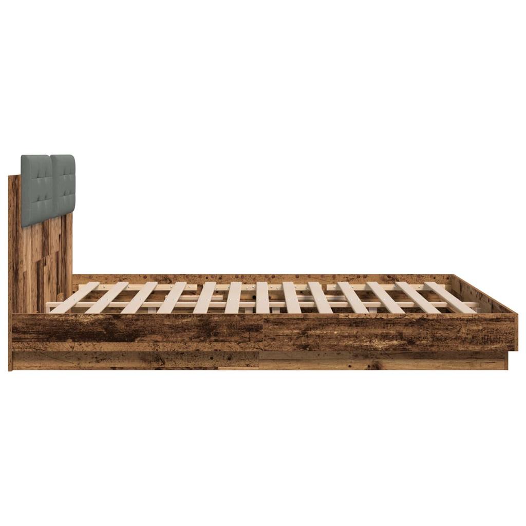 Bed Frame with Headboard Reclaimed Wood Look 180 x 200 cm Engineered Wood