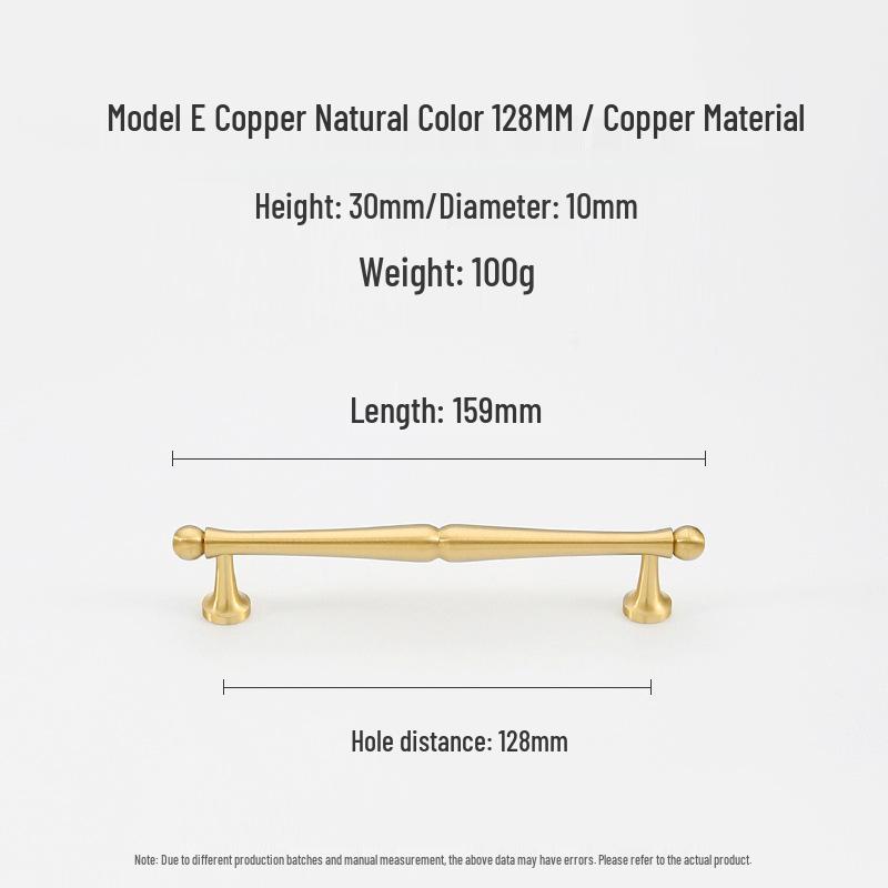 French Light Luxury Gold Brass Drawer Pull Handle