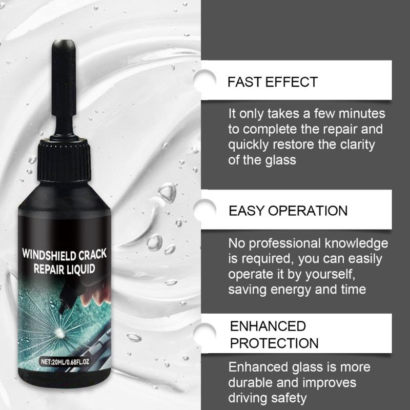 Windshield Crack Repair Kit Professional 0.05mm Tool Restores Structural Integrity Includes Cleaning Fluid And UV Shield