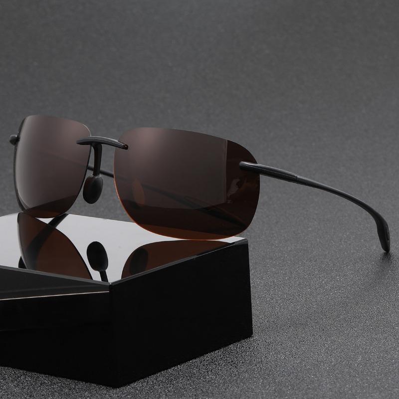 Men Polarized Sports Cycling Sunglasses Frameless Outdoor Sun Glasses Men'S And Women'S Mountaineering Ultra Light Eyewear