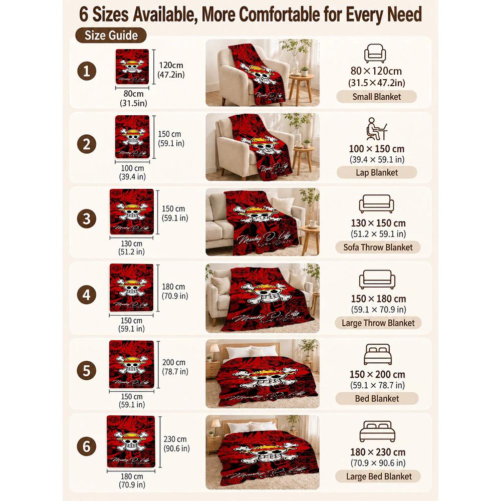 Luffy'S Straw Hat Pirates Pattern Flannel Blanket Soft Comfortable Throw Blanket For Camping Travel Home Decor Christmas Gift