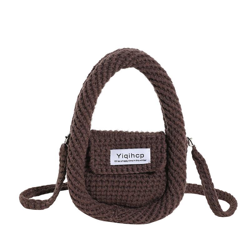 Stylish Gray Knitted Children s Bag With Breathable Plush Material For Modern Outings серый