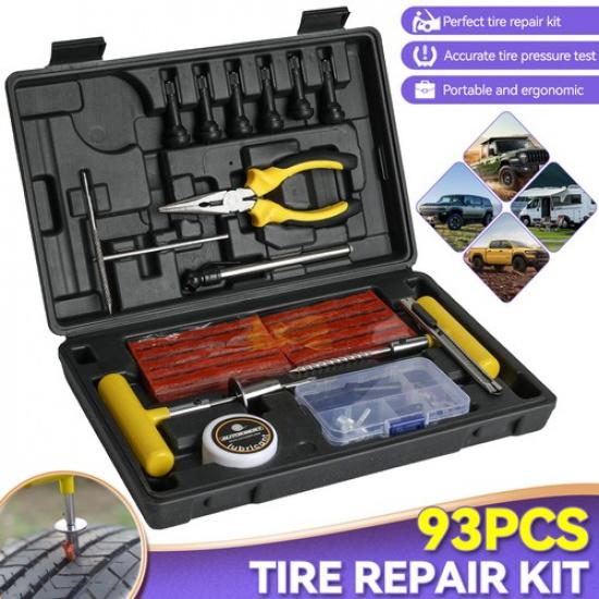 93pcs Heavy Duty For Auto Motorbike Tire Puncture Repair Tool Tire Mending Kit
