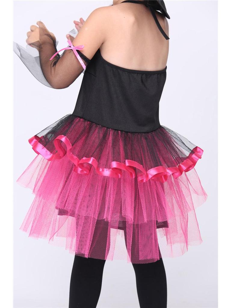Children's Witch Role-Play Costume: Mesh Puffy Dress for Halloween Cosplay.