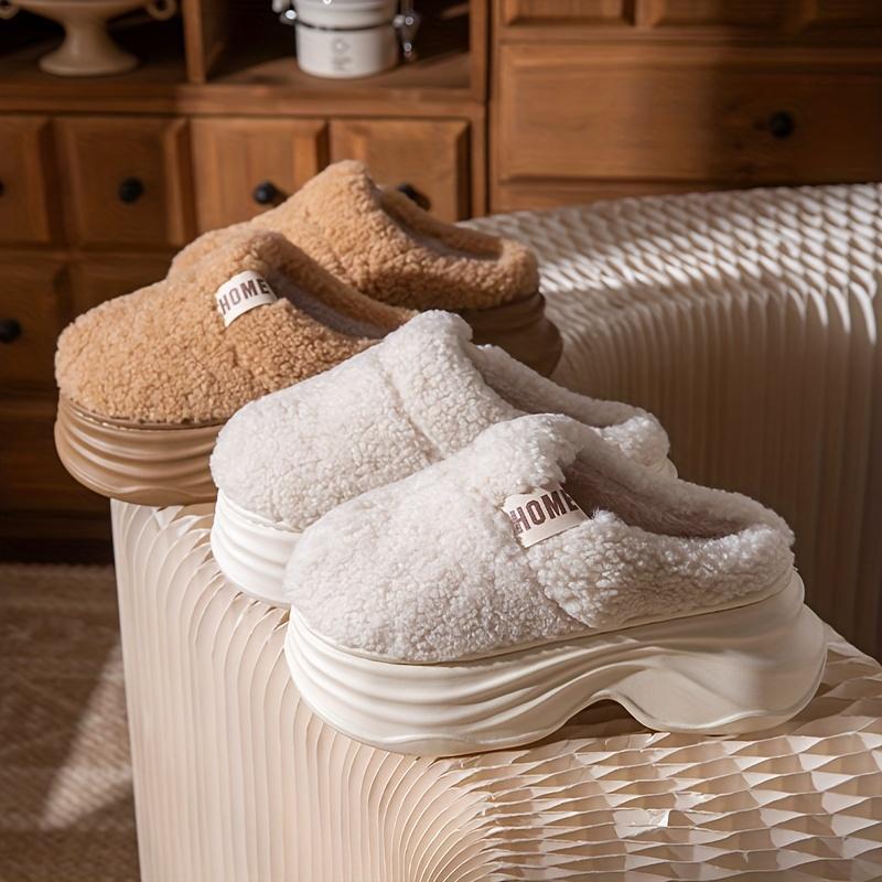 [Plush Winter Slippers]Women's & Men-like-like (Unisex-like) Plush Winter Slippers - Thick-Soled, Non-Slip Warm,Indoor House, Cozy & Soft Fabric